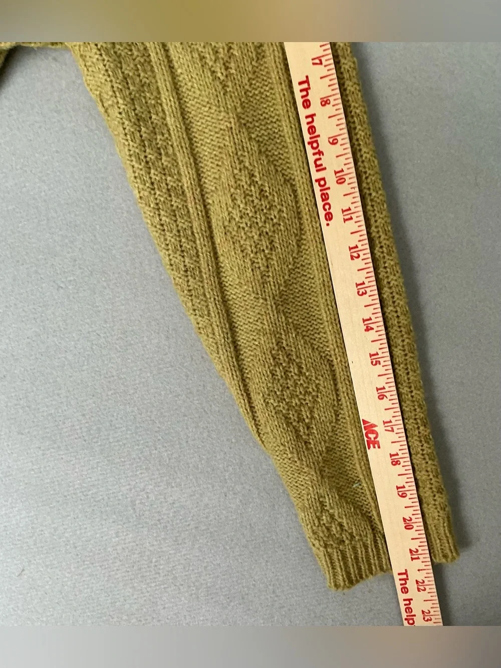 Vintage Campus Men Sz 18 XL Yellow Cable Knit V-Neck Sweater Made In USA Grandpa